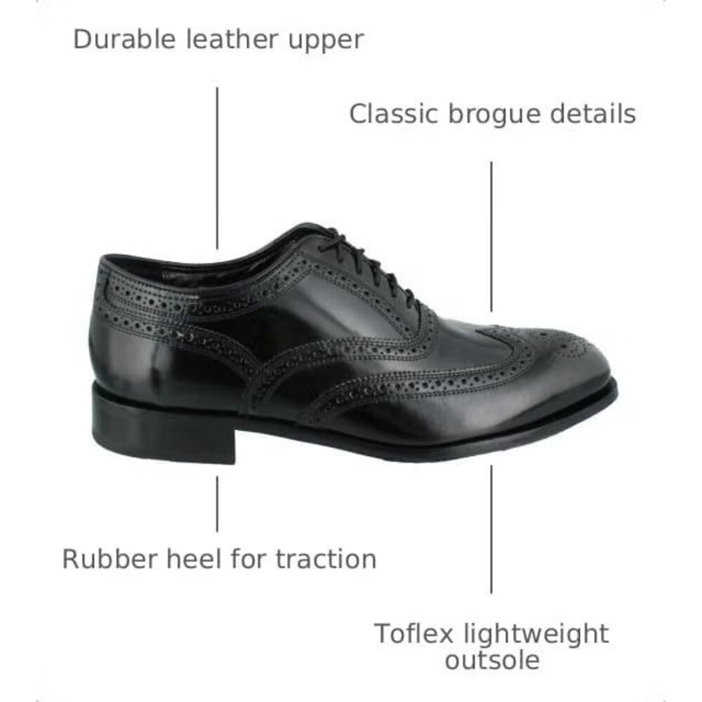 Florsheim Lexington Men's Black Wing-Tip Leather Oxford Shoes Size 9.5D